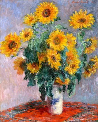 Sunflowers By Claude Monet Oil Painting Giclee Printed On Canvas P1750 • $8.99
