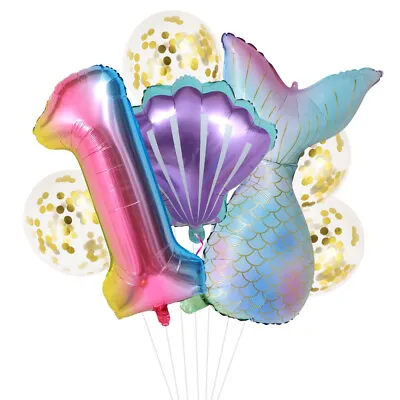 8Pcs Balloon Years Old Baby Girl 1st Bday Decorations Photo Ornament Ocean • £7.43