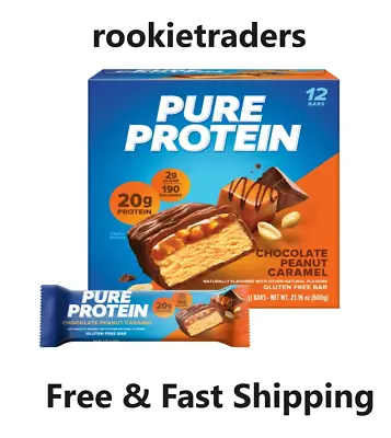 Pure Protein Chocolate Peanut Caramel Protein Bars 20g Protein 1.76 Oz 12 Ct • $19.94