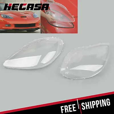 HECASA For 2005-2013 Chevy Corvette C6 Clear Headlight Lens Cover Left & Right • $41
