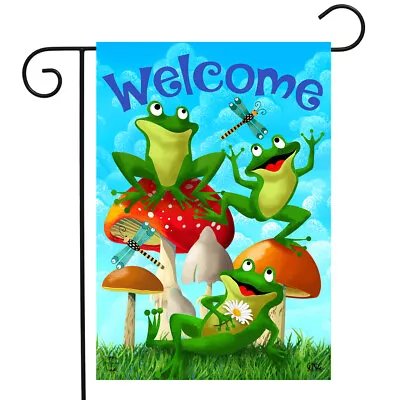 Happy Frogs Summer Garden Flag Welcome 12.5  X 18  Briarwood Lane • $9.86