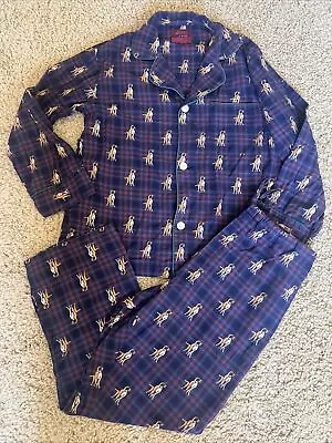 Vintage Nordstrom Lightweight Blue Green Plaid Dog Pajamas S  Set Pants & Top • $25