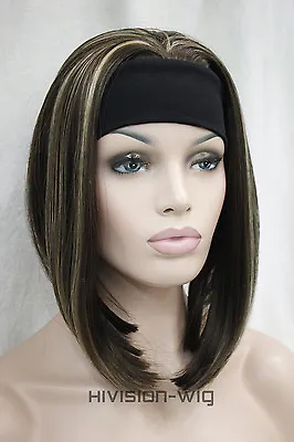 Short Straight Women Ladies Daily 3/4 Full Half Wig Headband Cosplay 9 Colors • $18.50