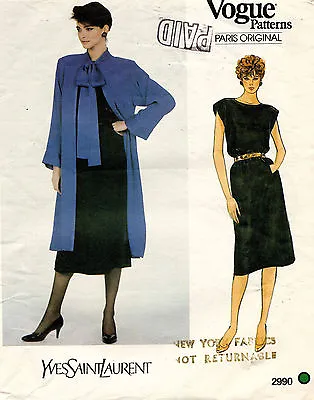 1980's VOGUE Misses' JacketSkirtTop Yves Saint Laurent Pattern 2990 Size 14 • $16.99