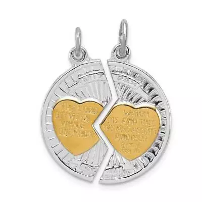 Sterling Silver Rhodium-plated & Gold-plated Polished Mizpah 2-piece Pendan 1 X • $79.44