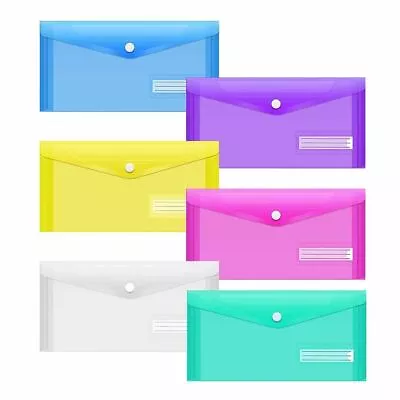 5 Packs A6 Clear Envelopes File Folder Bill Bag Pencil Case With Label Pocket • $13.06