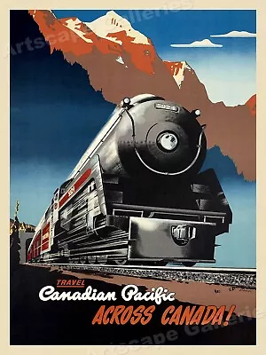 Canadian Pacific Across Canada 1940s Vintage Style Travel Poster - 20x28 • $17.95