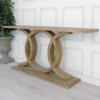 Designer Rustic Farmhouse Style Natural Elm Wooden Loop Base Hall Console Table • £949