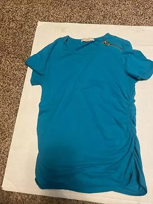 Women’s Michael Kors Short Sleeve Shirt Green Size Medium Zipper On The Shoulder • $10