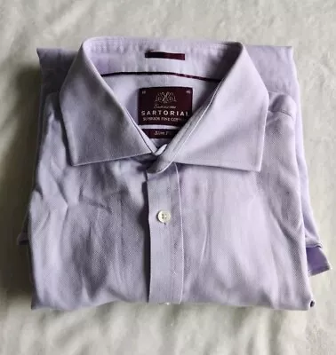 M+S Sartorial Shirt Size 18  Lilac - Slim Fit -French Cuff -Superior Fine Cotton • £4.99