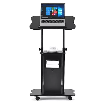 Mobile Sit To Stand Desk Height Adjustable Standing Desk For Home & Office Black • $79.99