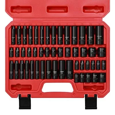 CASOMAN 1/4 Inch Drive Master Impact Socket Set 50-Piece SAE/Metric 5/32 Inch • $39.99