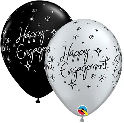 £5.75 • Buy Black + Silver Happy Engagement Helium/Air 11  Balloons Party Table Decorations