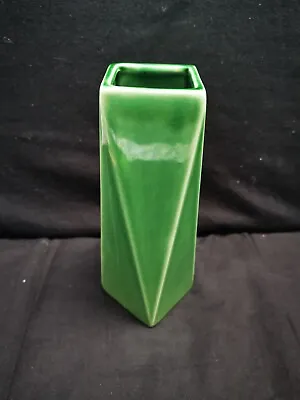 Rare Vintage Dartmouth Pottery Faceted Green Vase Art Deco Style 1960's V.g.c • £17.50