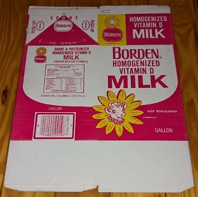 Vintage Original 1977 Borden Homo Milk Gallon Carton Wax Paper Elsie Offer • $49.99