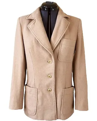 $62.87 • Buy Camel Hair Vintage 1960s Wool Blazer Jacket Pea Coat S Small Women’s 4 6 Tan Top