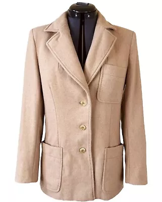 $62.87 • Buy Camel Hair Vintage 1960s Wool Blazer Jacket Pea Coat S Small Women’s 4 6 Tan Top