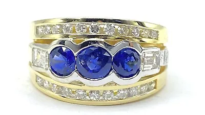 1.50 Ct NATURAL DIAMOND & SAPPHIRE  Mens Pinky Ring SOLID 18k Yellow Gold • $988