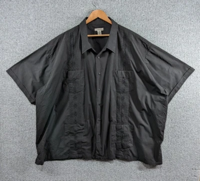 £42.50 • Buy FOXFIRE Men's Black Guayabera Embroidered Cuban Panama Button Shirt Big 6XL 6XB