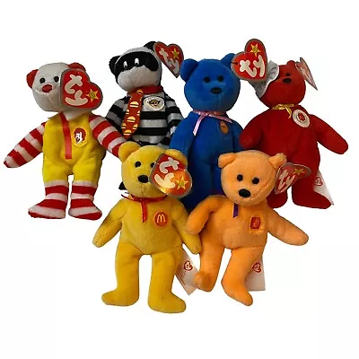 Set Of 6 TY Beanie Babies 2004 McDonalds Toy Plush Bears 25th Anniversary • $19.95