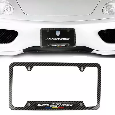 1x Mugen Carbon Fiber Stainless Steel License Plate Frame & Carbon Fiber Emblem • $15