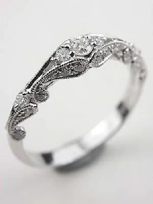 Vintage Style 1Ct Round Simulated Art Deco Wedding 925 Sterling Silver Band Ring • $104.10