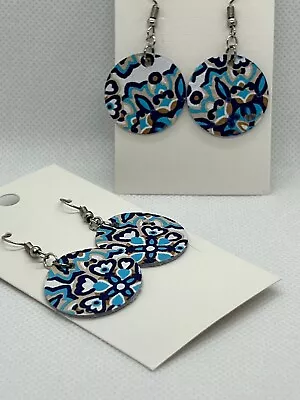 Shades Of Blue Variety Leather & Faux Leather Handmade Earrings * Free Shipping • $10