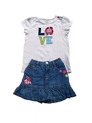 Gymboree Girls Skirt Shirt Size 4 5 Smart And Sweet Vintage Floral Bird • $11.99