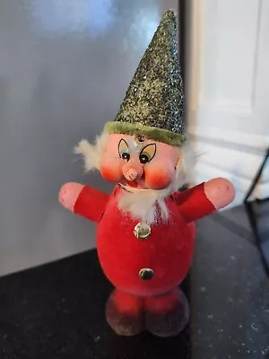 VINTAGE SANTA Elf Candy Container Paper Mache Fur Germany Mid Century • $24.50