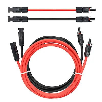 1 Pair Solar Panel Extension Cable Wire Black&Red 10 AWG Connector 6mm² PV Cable • £10.88