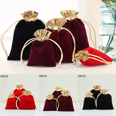 10pcs Velvet Drawstring Gift Bag Wedding Jewellery Candy Party Pouch Bags UK • £2.69