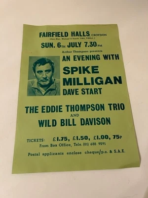 £0.89 • Buy Spike Milligan Poster From Fairfield Halls, Croydon, Gig July 1980, Unfolded
