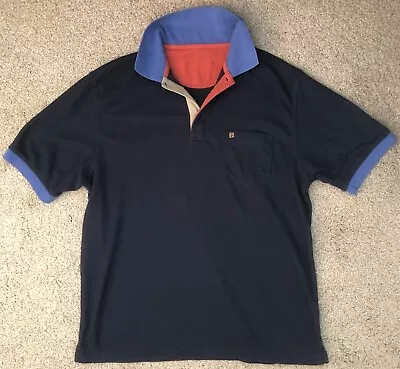 Men's Farah Size Large/XL Navy Polo With Contrast Collar & Trim • £9.50