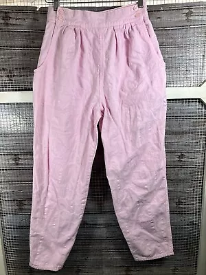 Vintage Sasson Pink Baggy Leg High Rise Pleated Mom Sailor Waist Pants 28x28 • $38