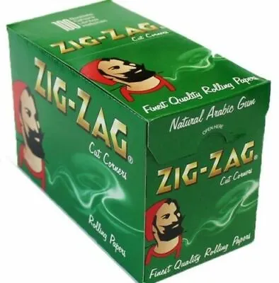 Zig Zag Rolling Papers Green - Regular Size - Box Of 100 Smoking Cigarette Rolls • £13.95