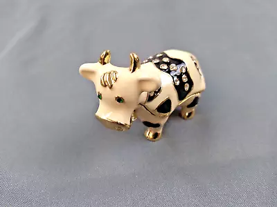 Ceramic Milk Cow Trinket Box With Crystal Accents - Unbranded & 2 Inches Long • $19.99