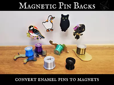 Magnetic Pin Backs With Slip-Resistant Backing - Convert Enamel Pins To Magnets • $36