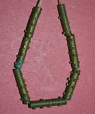 Antique Yoruba Tribal Handmade Brass Cylinder Metal Beads Nigeria African Trade • $17.60