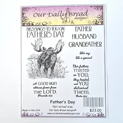 FATHER'S DAY Our Daily Bread Cling Rubber Stamps Religious Bible Moose Um473 • $29.97