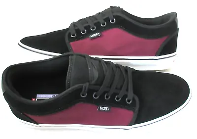 Vans Men's Skate Chukka Low Port Maroon Black Canvas Suede Shoes Size 13 NIB • $59.99