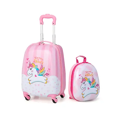 Children Unicorn Luggage Set Wheels Trolley Suitcase & Backpack Durable & Light • £65.99