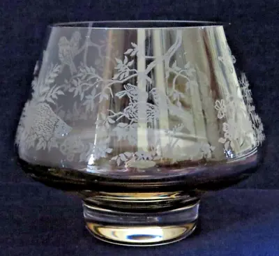 CAITHNESS GLASS FOOTED BOWL NATURE DESIGN 12cm WIDE 10cm TALL • £15