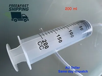 2 X 200ml Syringe Plastic Reusable Large For Measuring Hydroponics+Handy Tube • $18.99