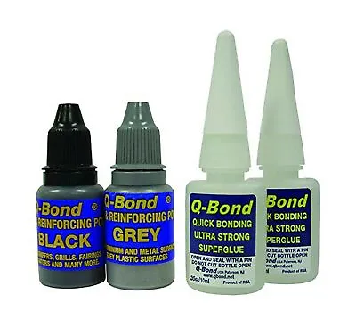 Q-BOND Adhesives Repair Reinforcing Powders Plastics Metals Superclues 2 Bottles • $26.75
