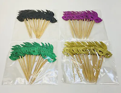 72 Pack Cupcake Toppers Glitter Masquerade Veil Bridal Shower Party Cake 4 Color • $13.95