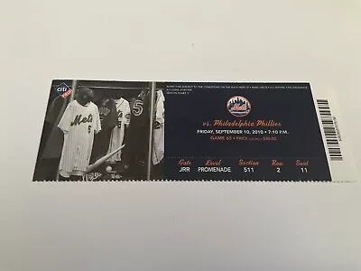 Mets 2010 Ticket Stub 9/10/10 Vs Phillies~ryan Howard Hr # 251 • $19.99