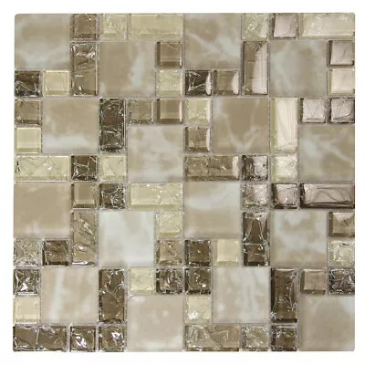 Mosaic Glass Tile Crius French Kitchen Bathroom Fireplace Wall Backsplash Taupe • $22.24