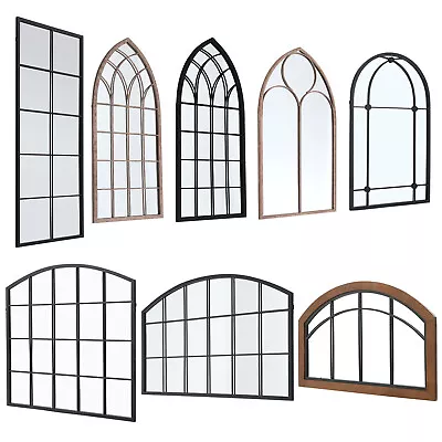 £99.95 • Buy Large Window Garden Mirror Wall Mounted Metal Frame Outdoor Indoor Floral Decor
