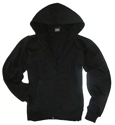 MENS PLAIN BLACK ZIP UP HOODY Hooded Cotton Sweatshirt Gents Big & Tall 3XL-8XL • £16.50