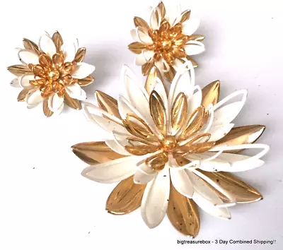 Vtg Brooch Pin Earrings Set SIGNED SARAH COVENTRY Enamel Flower Jewelry Lot V • $1.99